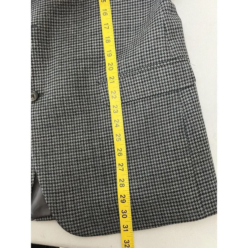 Lauren Ralph Lauren Blazer Men's 44R Gray Wool Houndstooth Sport Coat Jacket